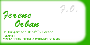 ferenc orban business card